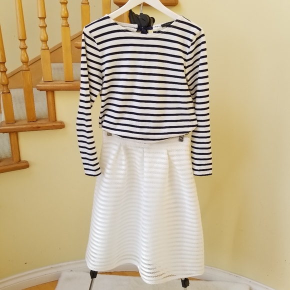 THALIAN White Ribbon Lace Box-Pleat A-line skirt Size 6 - Picture 3 of 8